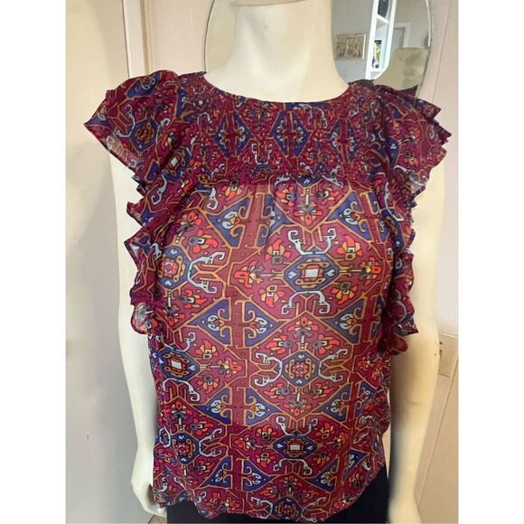 Anthropologie Meadow Rue Majolica Blouse Smocked Front NWOT? 4 - Picture 5 of 9